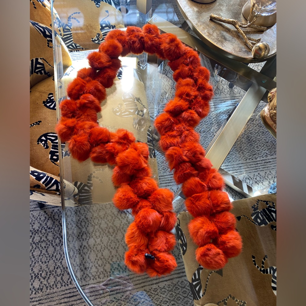 Genuine Rabbit Fur Orange Scarf